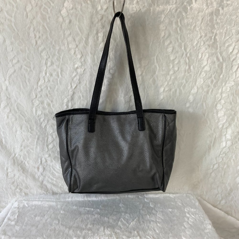 Chaps Pebble Gunmetal texture Shoulder Bag soft Classic Look - Picture 3 of 10